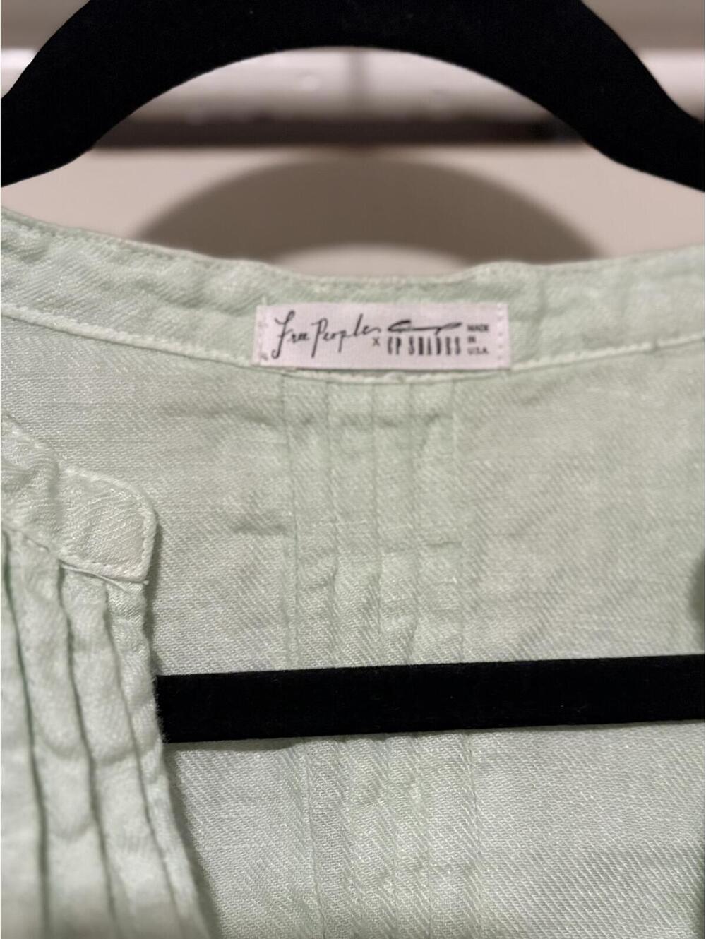 Free People x CP Shades Regina Linen Tunic Dress Mint Green Coastal Boho - Picture 6 of 8